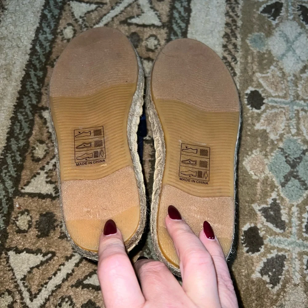 Saludos Anthropologie Flat Espadrilles Smoking Slipper Striped Multi Color Sz 5